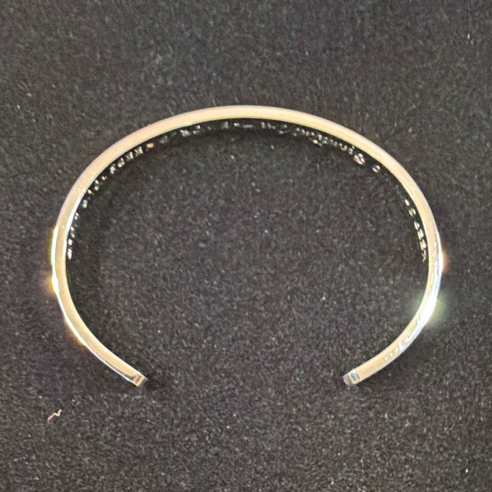 Sam & Lori Silver Tone Engraved Cuff Bracelet Signed Sizable Inspirational